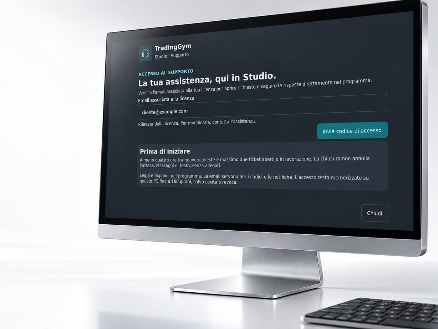 Assistenza integrata in TradingGym Studio, dalla presentazione ufficiale